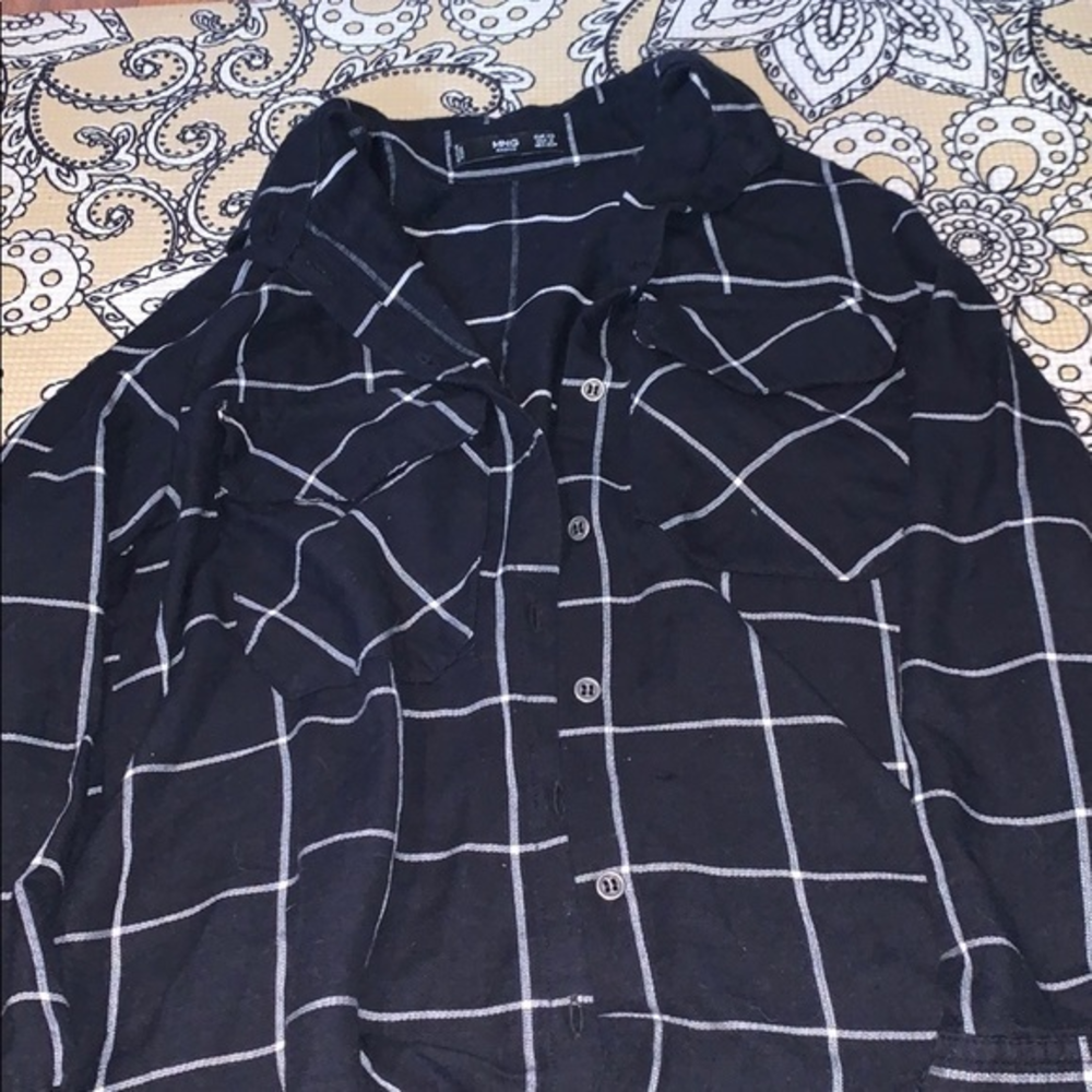black and white checkered flannel long sleeve